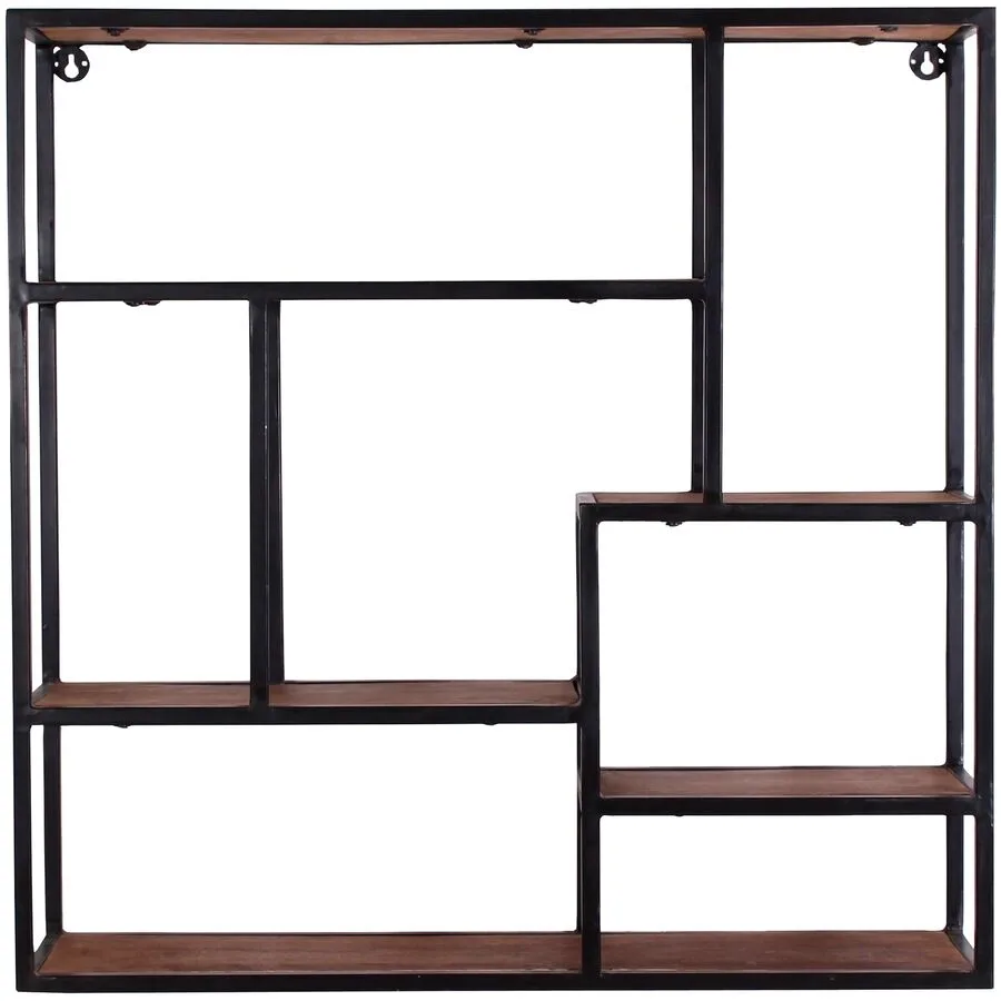 Regal Ecuador natur/schwarz Holz/Metall B 80 T 20 cm