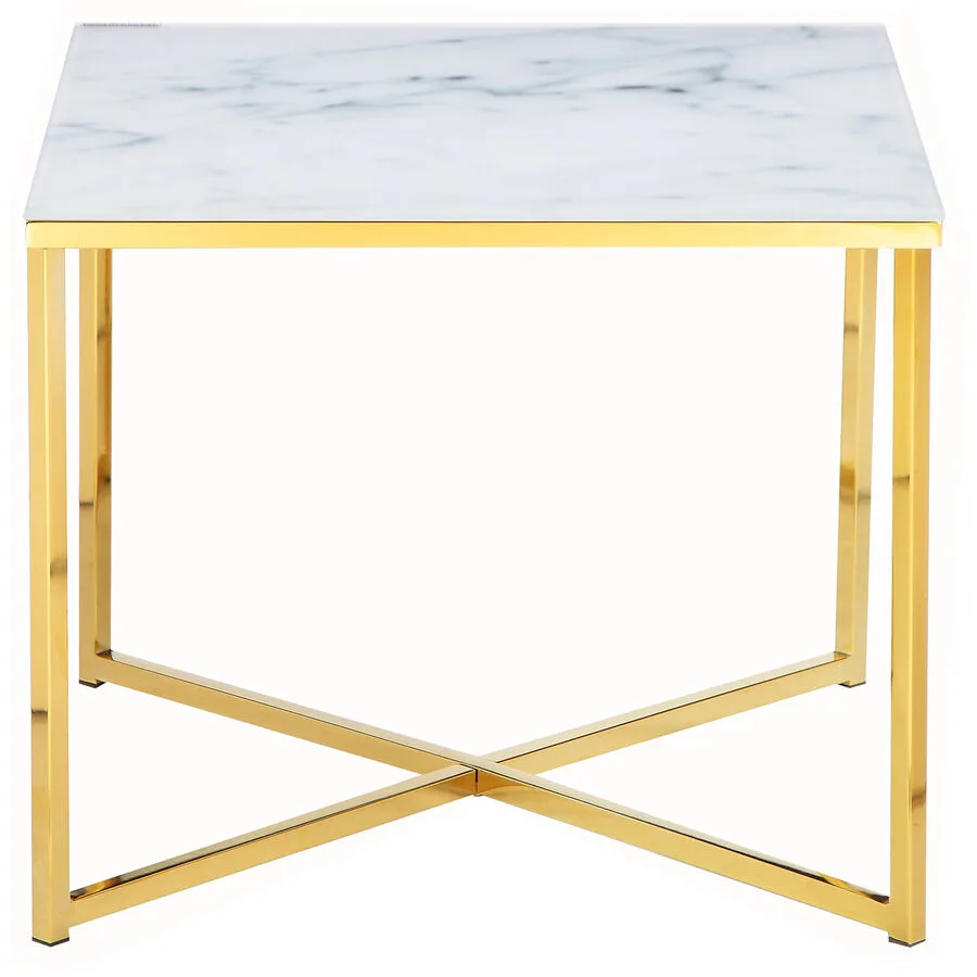 Salontisch Gahte weiss Glas, Metall B 50 T 50 cm