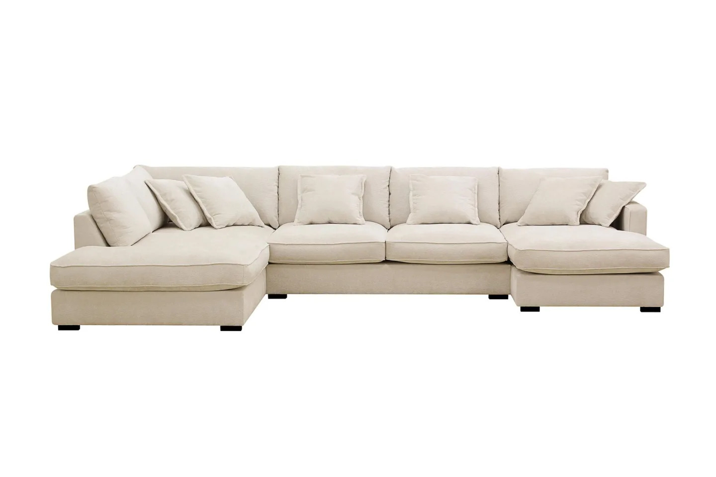 Rossita Lyx 5-sits Högervänd U-formad Extra djup Soffa med Divan och Schäslong i Chenille - Beige