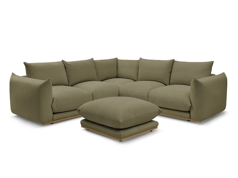 Ecksofa mit Hocker BOBOCHIC ERNEST Stoff grün