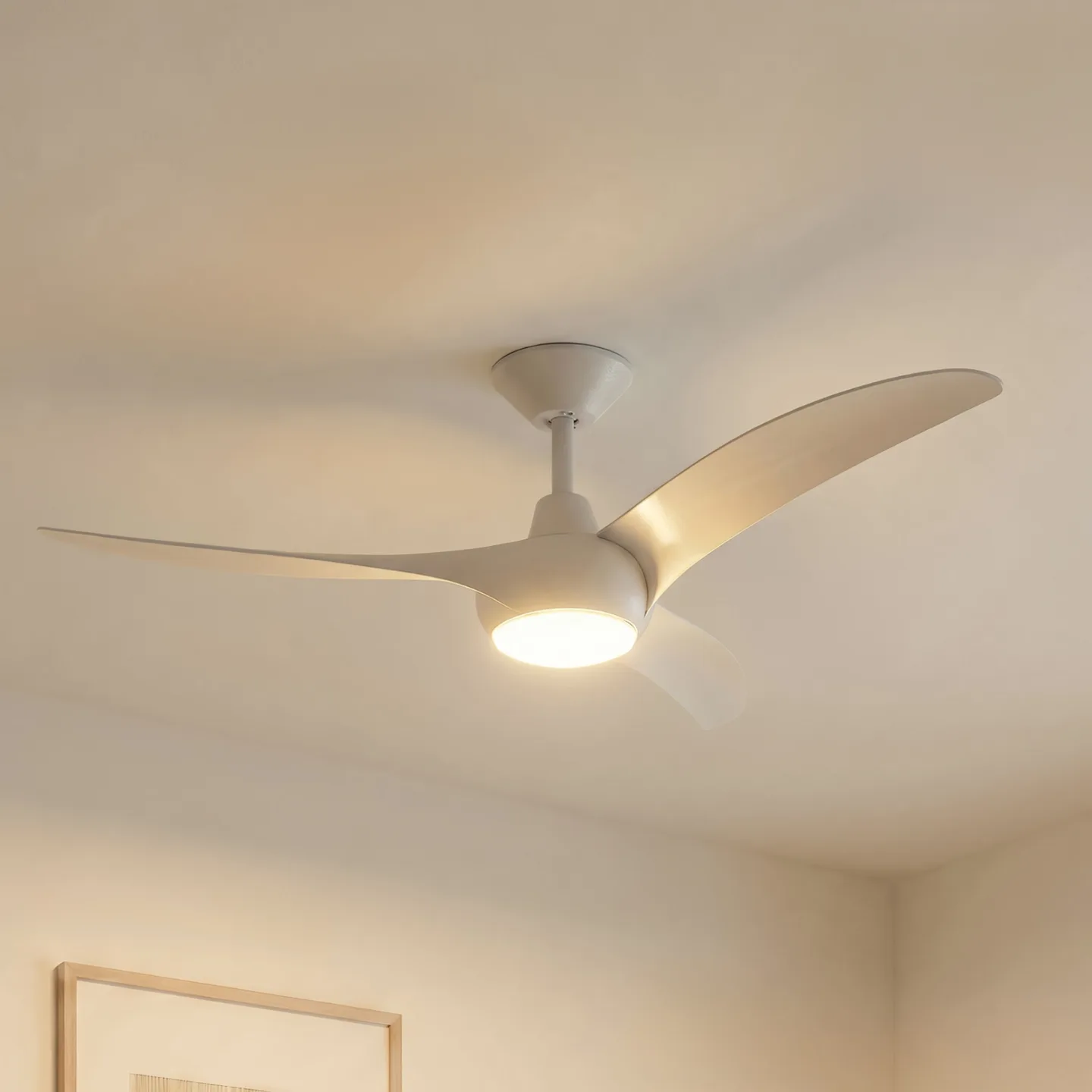 Briya LED-takfläkt, CCT, dimbar, Ø 116 cm, vit – Lindby - Vardagsrum - Modern - Plast