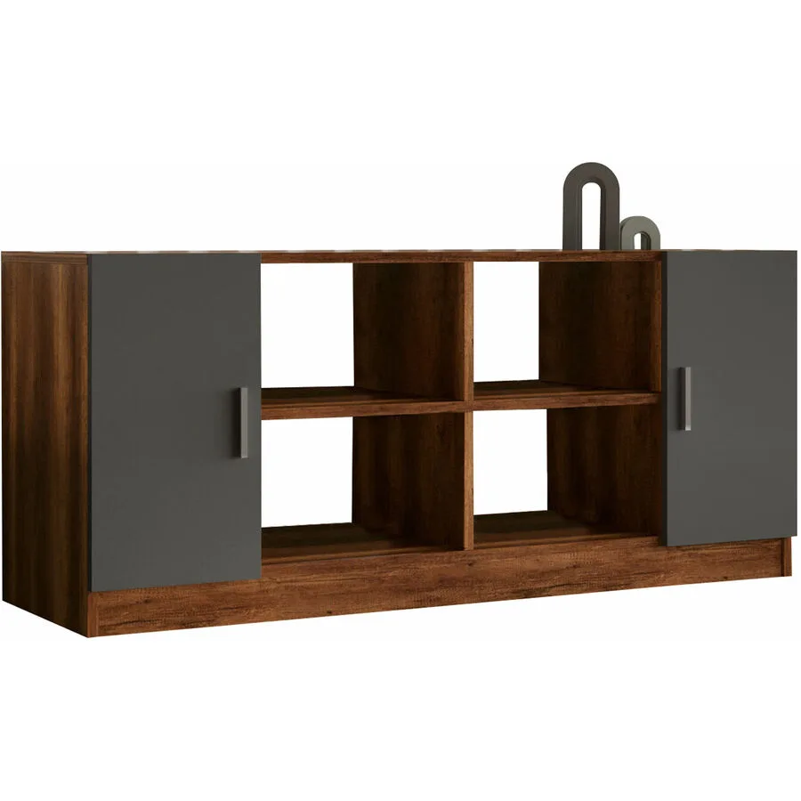 Schrank Yemek Walnuss und Anthrazit melaminbeschichtete Spanplatte B 139.8 cm H 61.8 cm