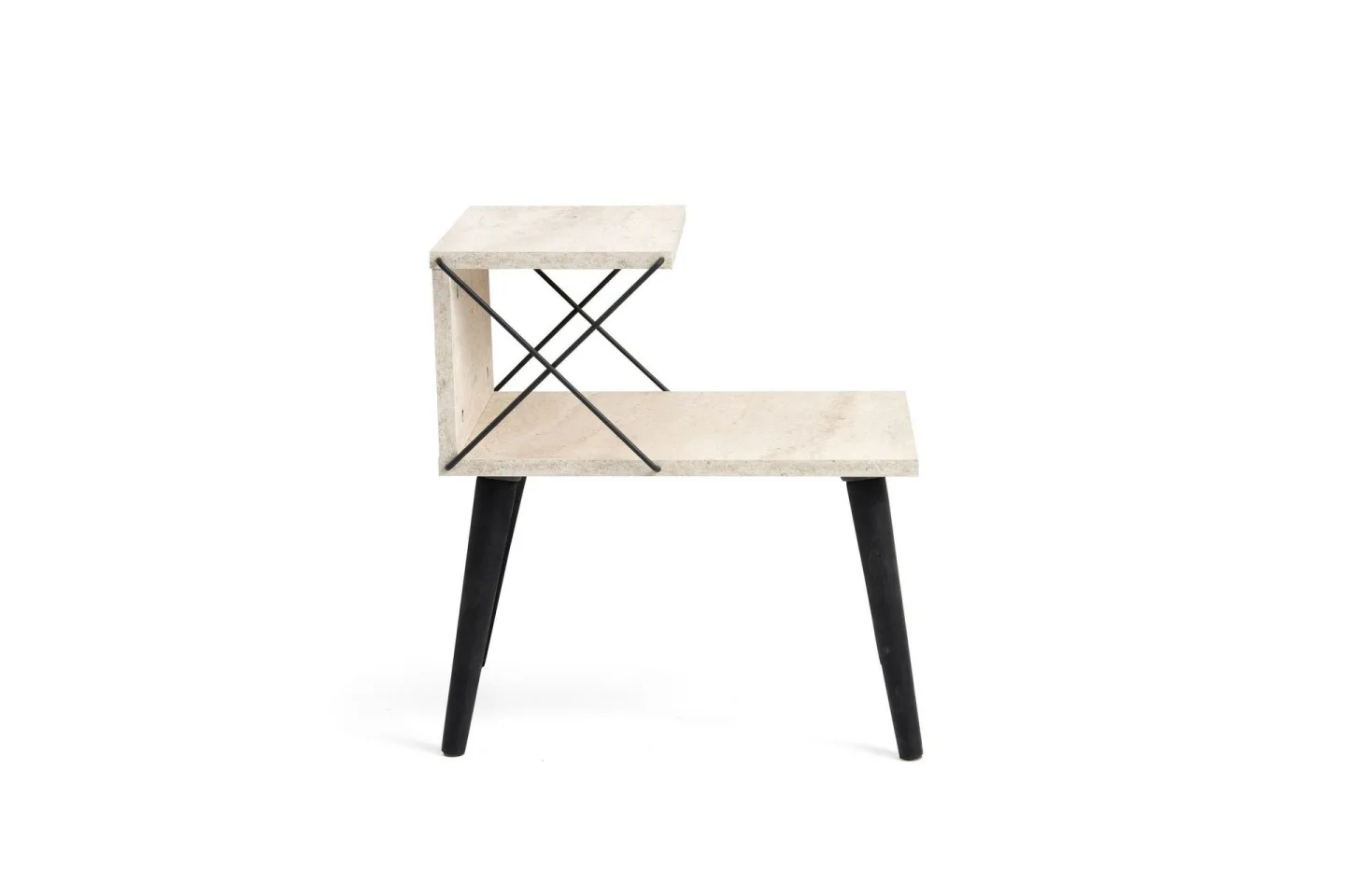 Kaysie Sängbord 50 cm - Svart/Marmor