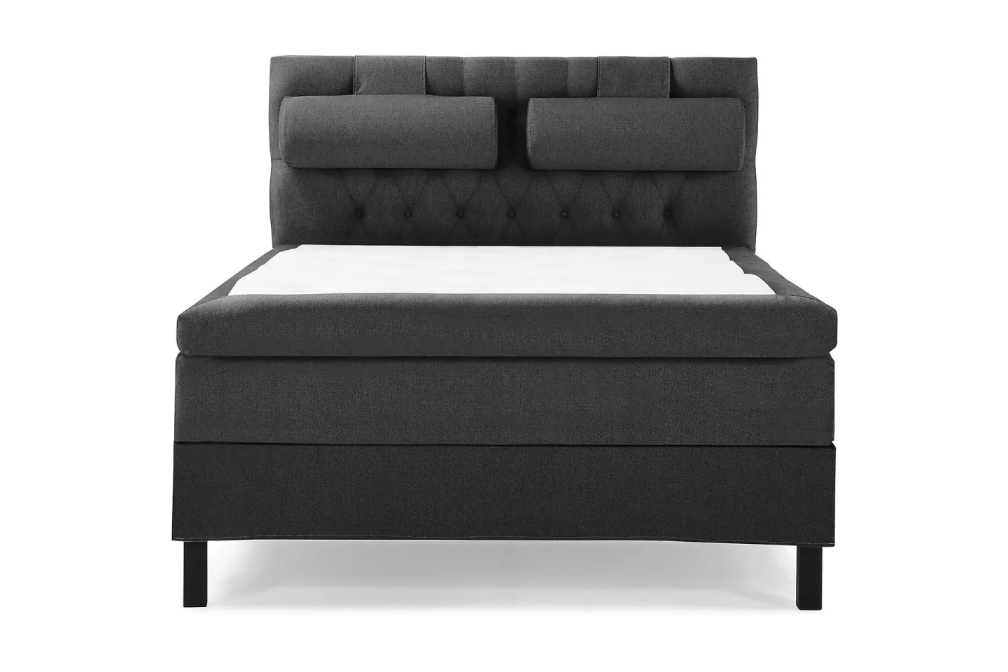 Lucky Komplett Sängpaket 140x200 Polyeter Diamant Sänggavel - Nackkudde Stor Svart/Grå