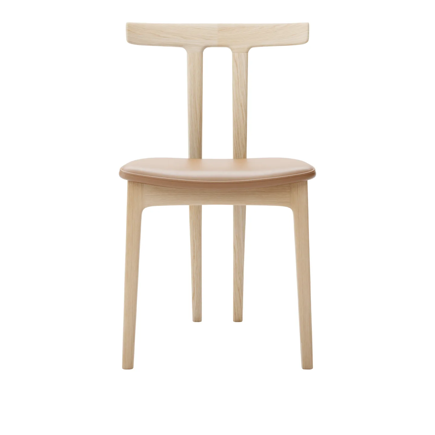 Carl Hansen - OW58, T-Chair, White Oiled Oak, Leather Cat. C Sif 95 - Matstolar - Ole Wanscher - Läder/Trä/Skum