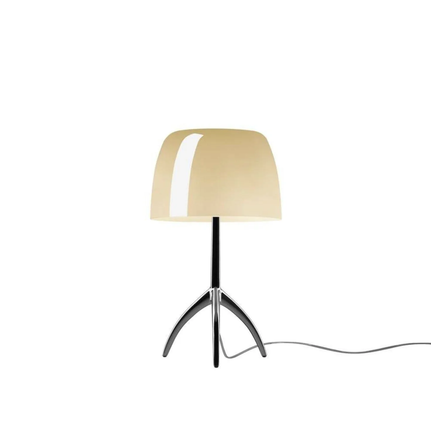 Lumiere Piccola Tischleuchte, chrom/beige, 35 cm - Foscarini - Wohnzimmer - Aluminium