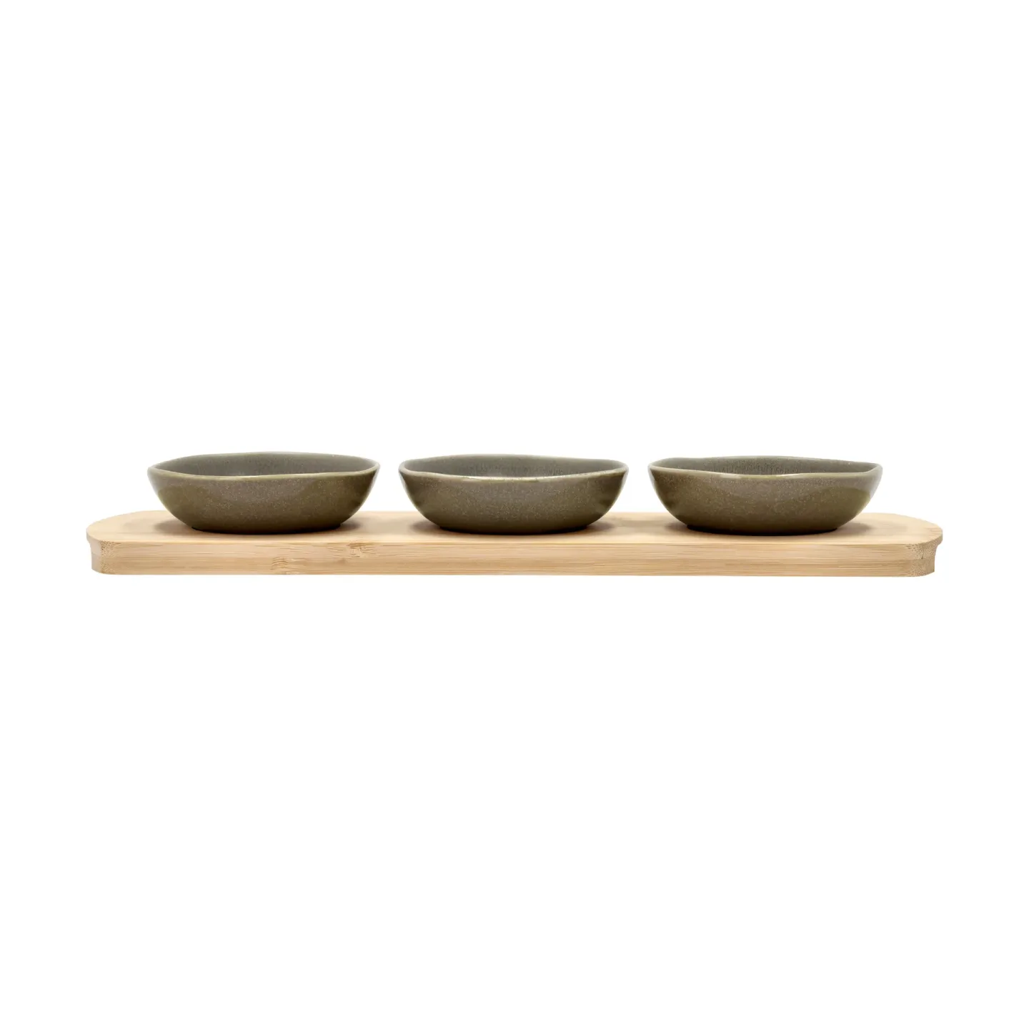 Villa Collection Shoku Bambustablett mit 3 Schalen Warm Brown