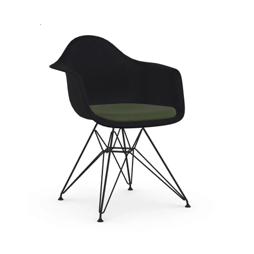 Vitra Eames plastic armchair DAR stol klädd front Hopsak nero-forest-Basic dark