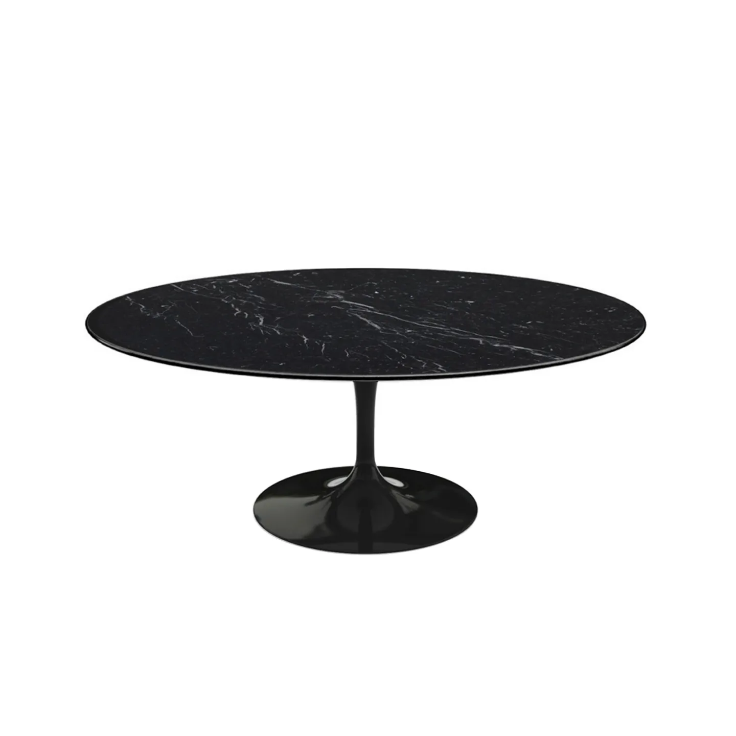 Knoll - Saarinen Oval Table - Soffbord, Svart underrede, skiva i glansig svart Marquina marmor - Soffbord - Eero Saarinen - Svart - Metall/Sten