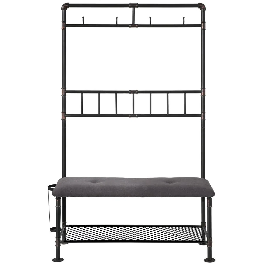 Garderobe Nael schwarz matt Metall B 114 T 46 H 178 cm