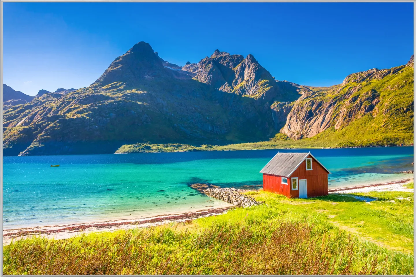 image LAND Bild mit Rahmen Einsames Haus am Fjord | Schubiger Möbel