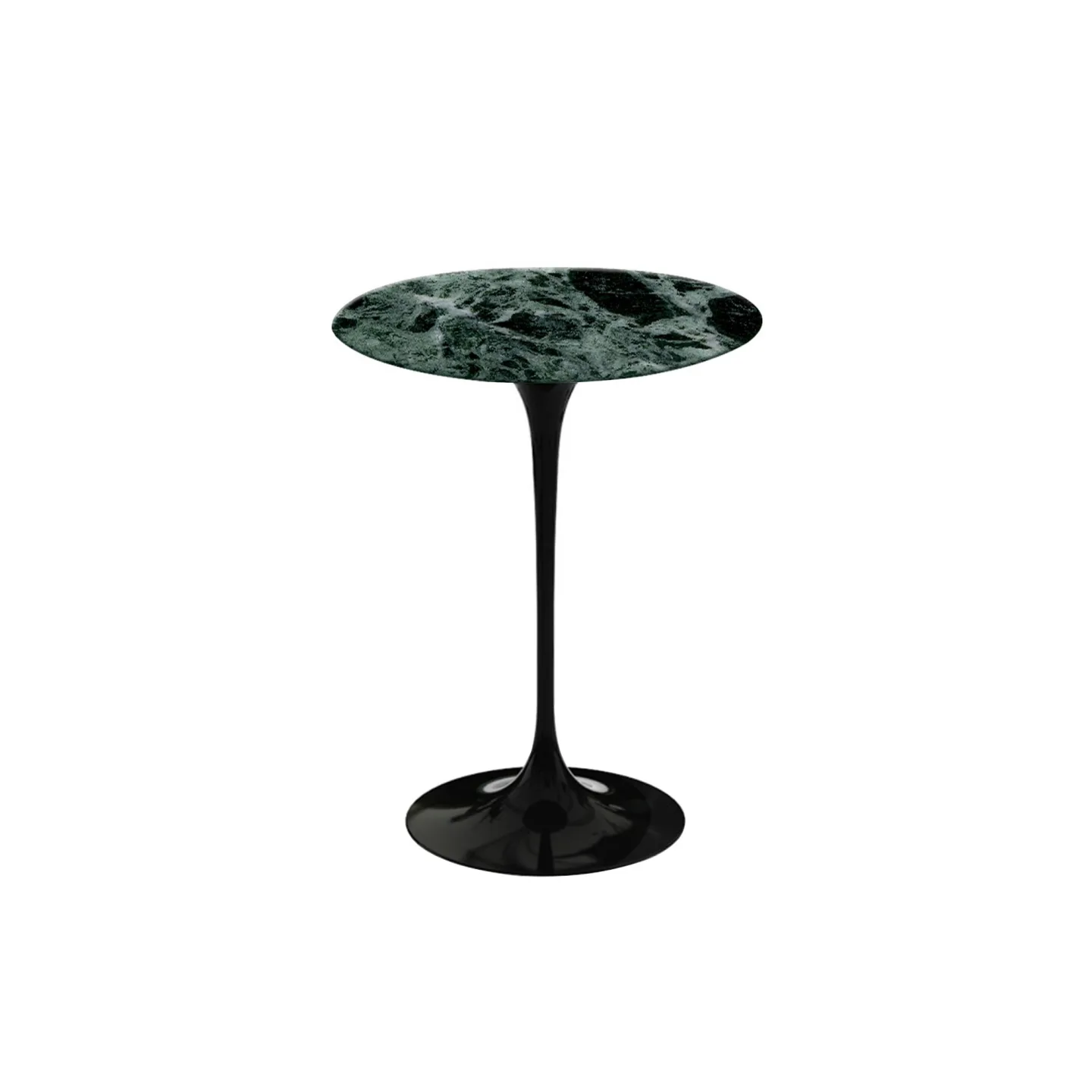 Knoll - Saarinen Round Table - Småbord, Svart underrede, skiva i glansig grön Alpi marmor, Ø 41 - Sidobord - Eero Saarinen - Svart - Metall/Trä