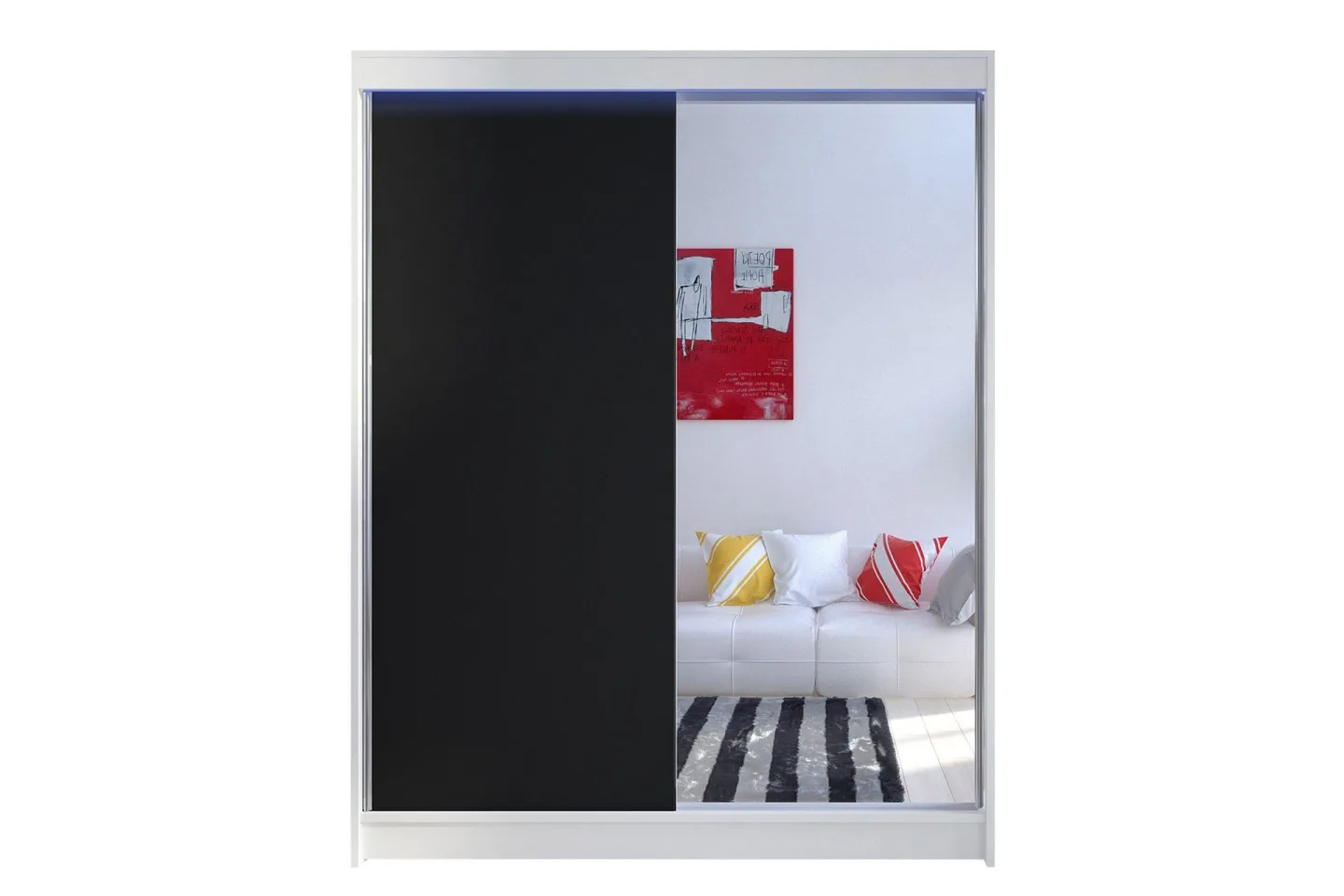 Pickering Garderob med Spegel 150x200 cm - Svart/Vit