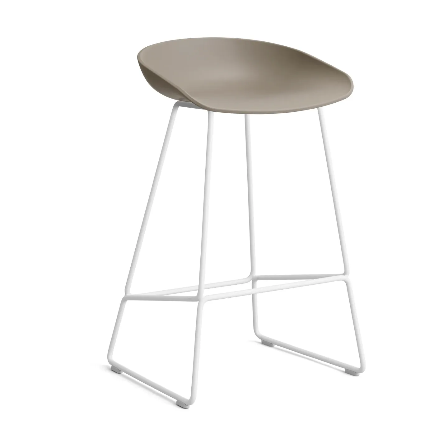 HAY About a Stool 38 Low Barhocker 2.0 Khaki-weißes Stahlgestell