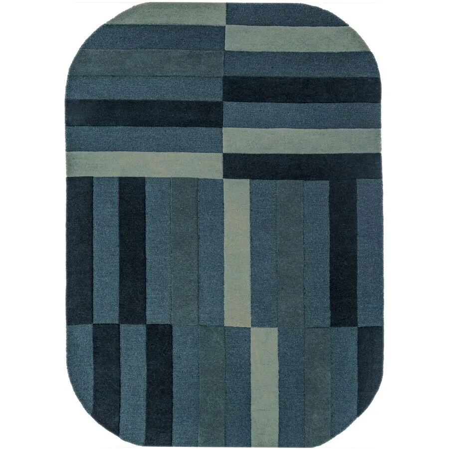 Teppich Elinor BLAU Streifen 100% WOLLE 200 x 290 cm