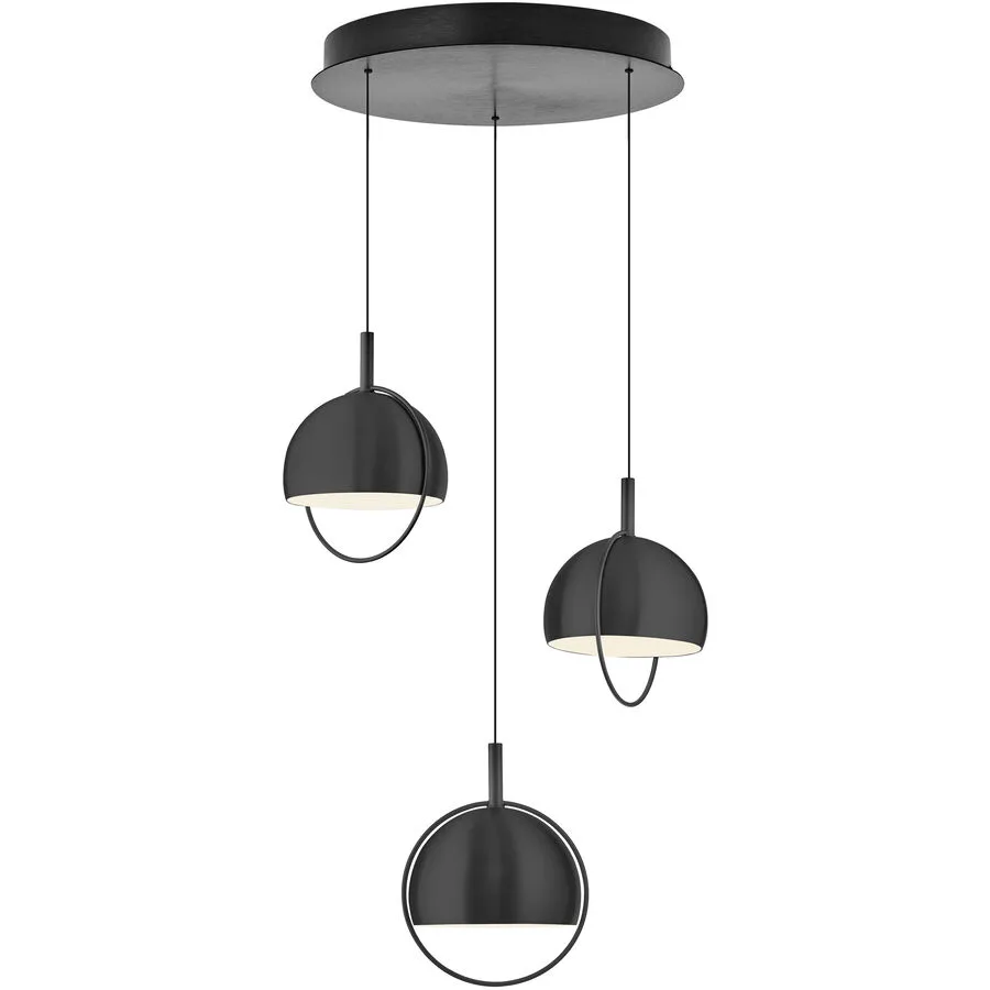 Pendellampe Hoop Schwarz Aluminium/Eisen 43 cm - LED - Lichtfarbe: Warmweiss - LED Energiesparlampen