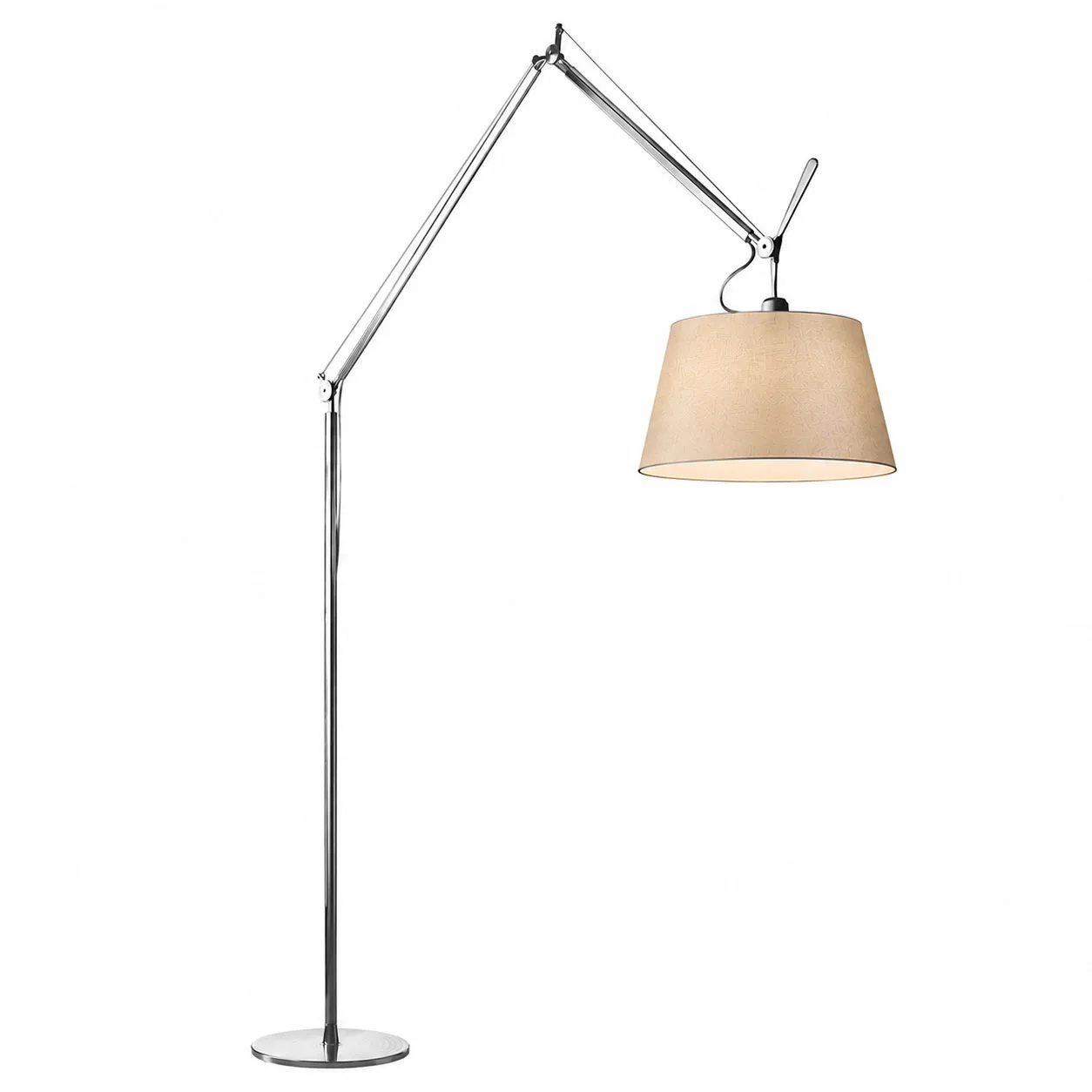 Artemide - Tolomeo Mega Golvlampa, Aluminium, Skärm i Pergamentpapper Ø 36 cm, Med dimmer - Skärmlampor - Giancarlo Fassina,Michele De Lucchi - Silver