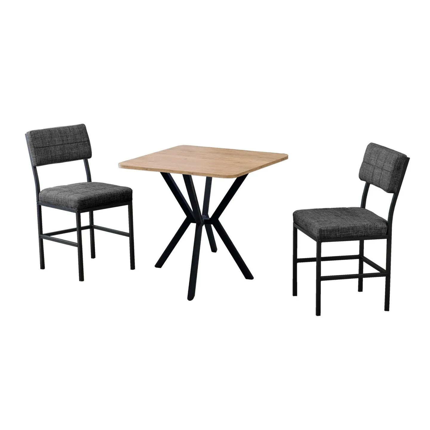 Stedum Matgrupp Bord 70 cm + 2 Stolar - Antracit Och Valnöt