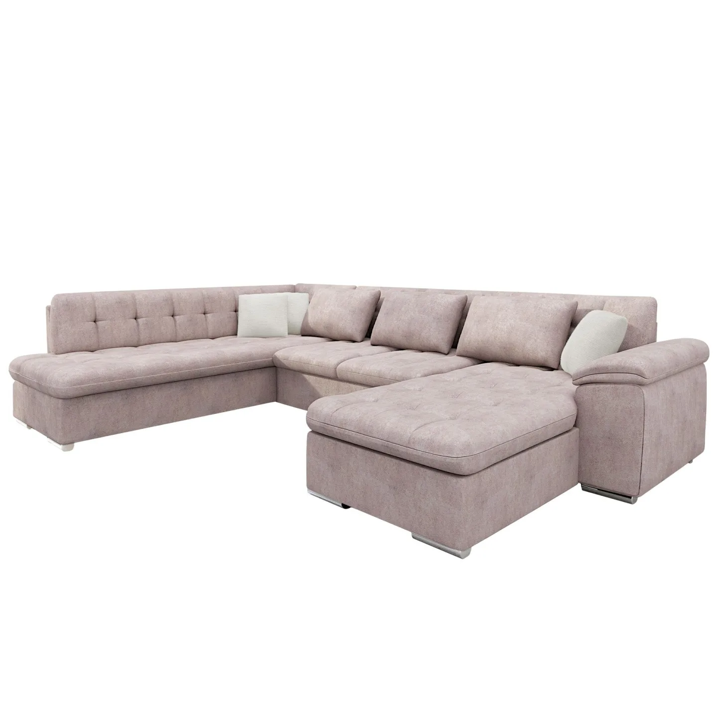 Dynir Bäddsoffa med Divan och Schäslong 5-sits - Rosa