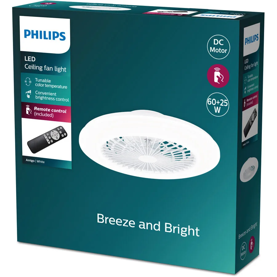 Ventilator Philips Weiss Kunststoff/Metall - LED - Lichtfarbe: Extra warmweiss - Helles Neutralweiss