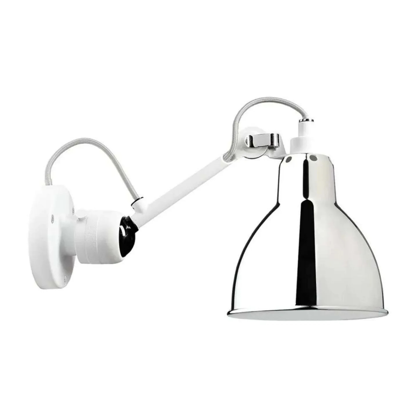304 Wandleuchte Weiß/Chrom - Lampe Gras - Wohnzimmer - Design - Metall