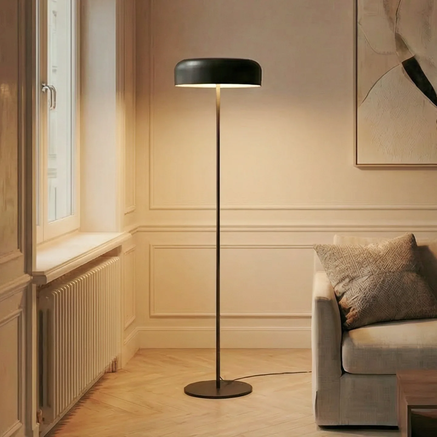 Edion Gulvlampe Svart - Lindby - Stue - Moderne - Metall - Med skjerm