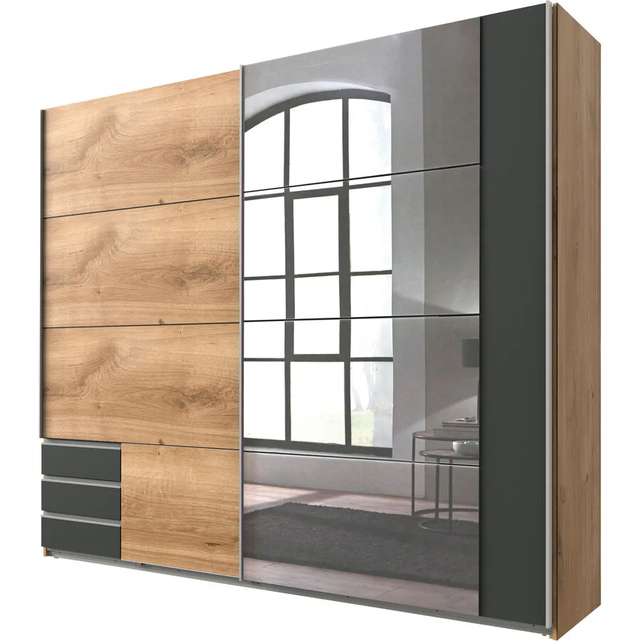 Kleiderschrank Jiri Plankeneiche/graphit Holzwerkstoff B 225 cm