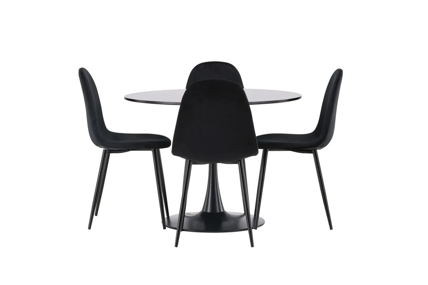 Glade Matgrupp 100 cm Rund med 4 Polar stolar - Svart