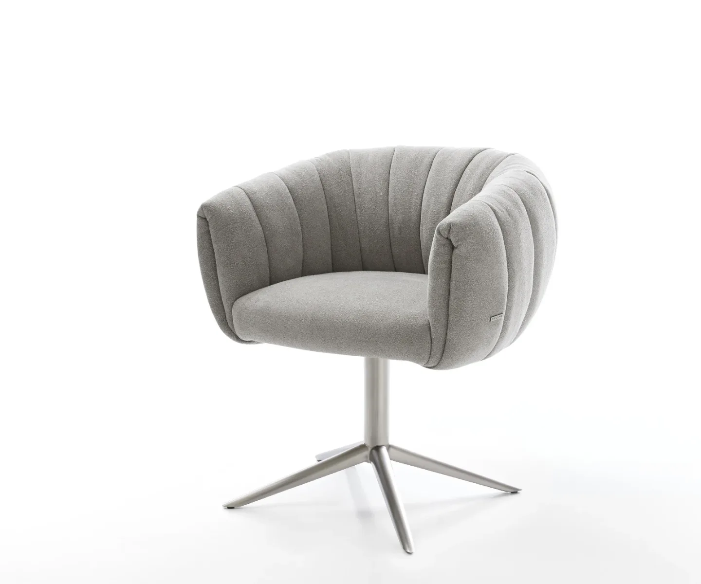 Drehstuhl Jada-Flex Strukturstoff Soft Grau Fußkreuz Edelstahl 360° drehbar Wippfunktion Taschenfederkern