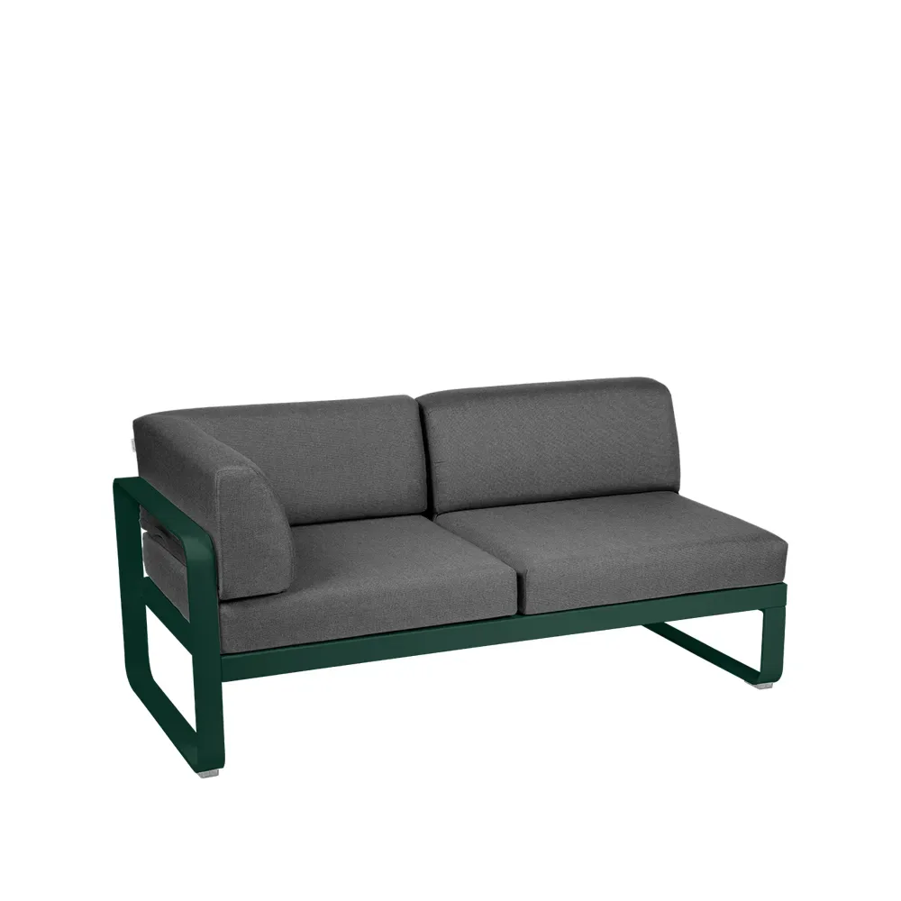 Fermob Bellevie Corner modulsoffa 2-sits Cedar green (grön)-graphite grey dyna-vänster