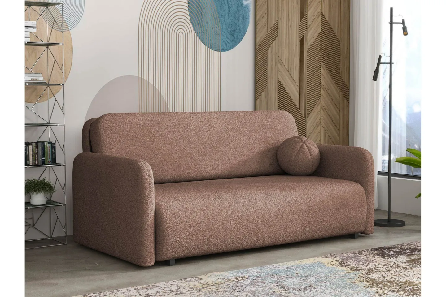 Ajmeri Bäddsoffa 3-sits i Bouclé - Rosa