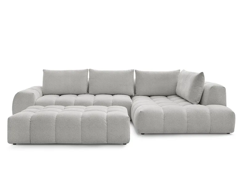 Ecksofa mit Hocker BOBOCHIC EVEREST Stoff chiniert hellgrau
