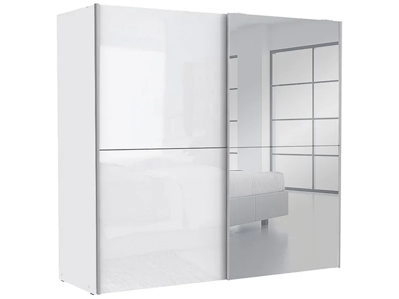Schwebetürenschrank GENEVE weiss glänzend 2 Türen