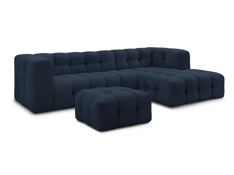 Ecksofa mit Hocker BOBOCHIC CLOUD Stoff dunkelblau