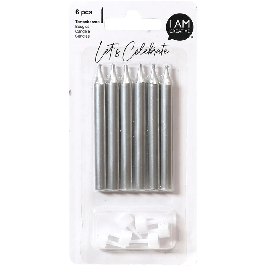 Tortendekoration I am creative Silber Wachs 16.5 cm