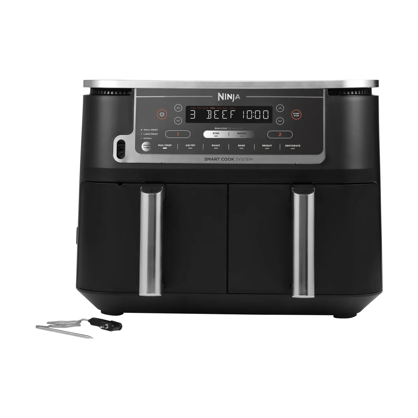 Ninja Ninja Foodi Max AF451 Airfryer Dual Zone mit Thermometer 9,5 L Schwarz