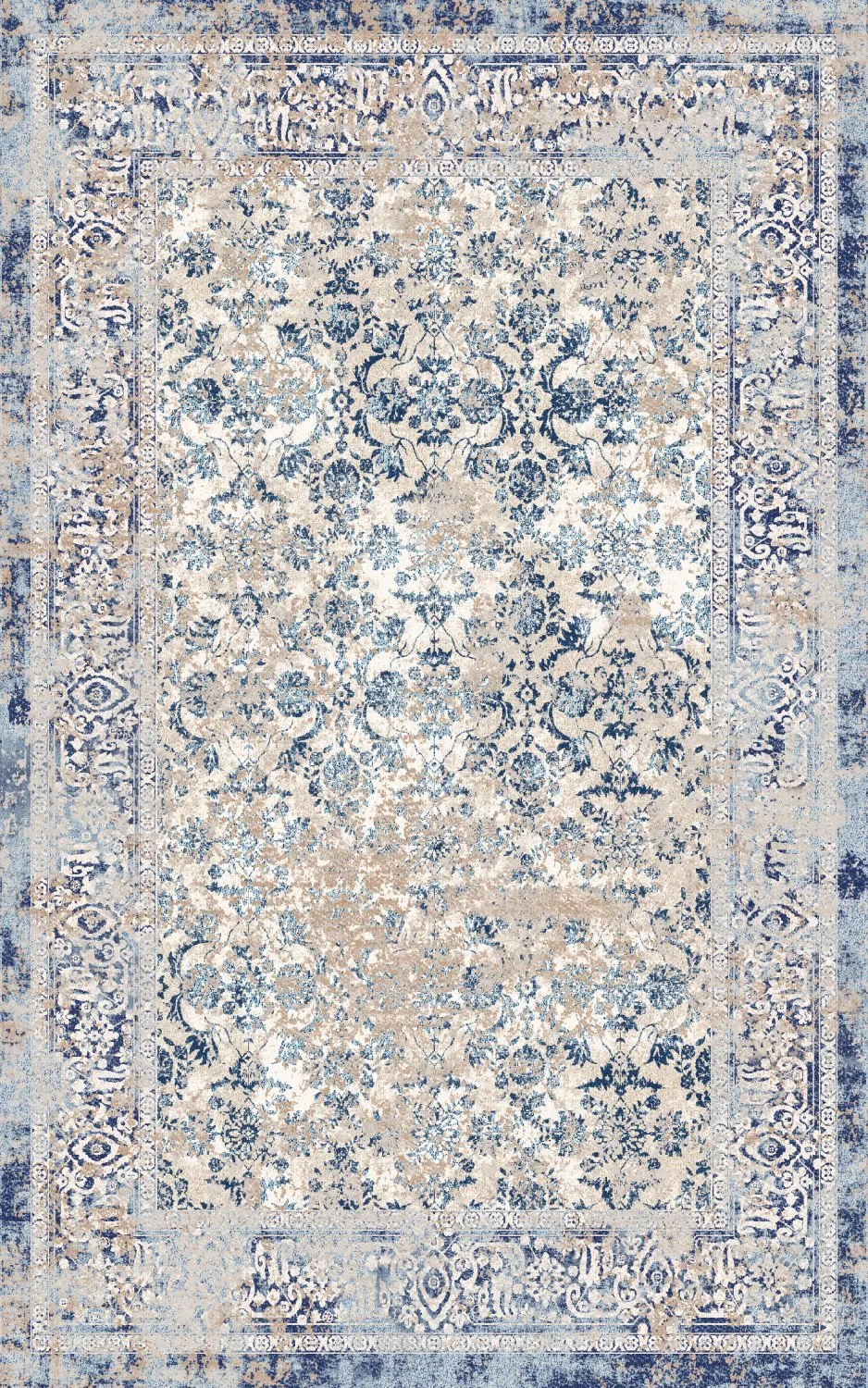 Wilton-teppe - Denizli (blå) (Størrelse: 290 x 390 cm)