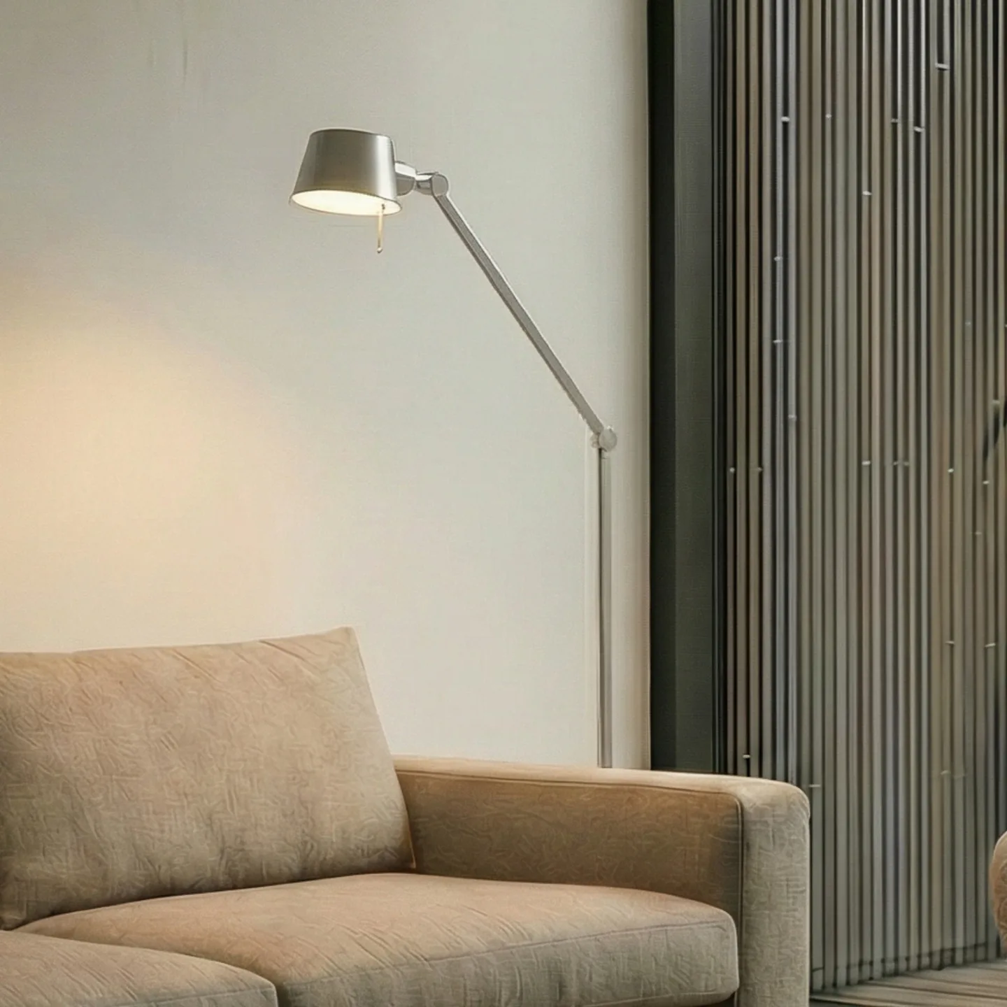 Silka gulvlampe, nikkel satin, justerbar, 173 cm, E27 - Lucande - Kontor / arbejdsværelse - Moderne - Metal - Med én lyskilde