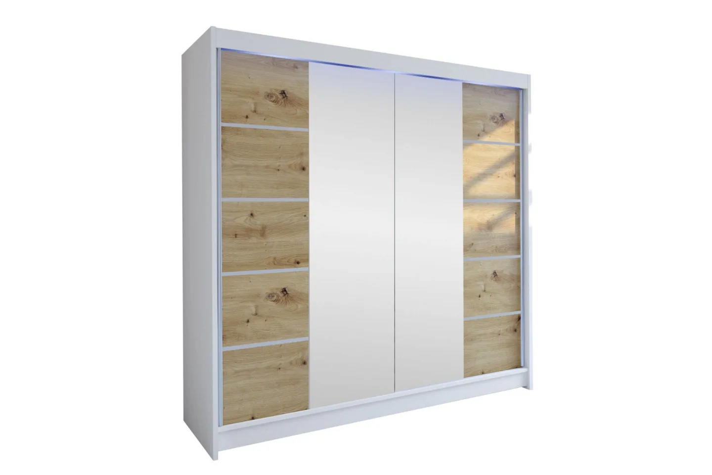 Canderbury Garderob m. Spegel 180x215 cm - Vit/Brun