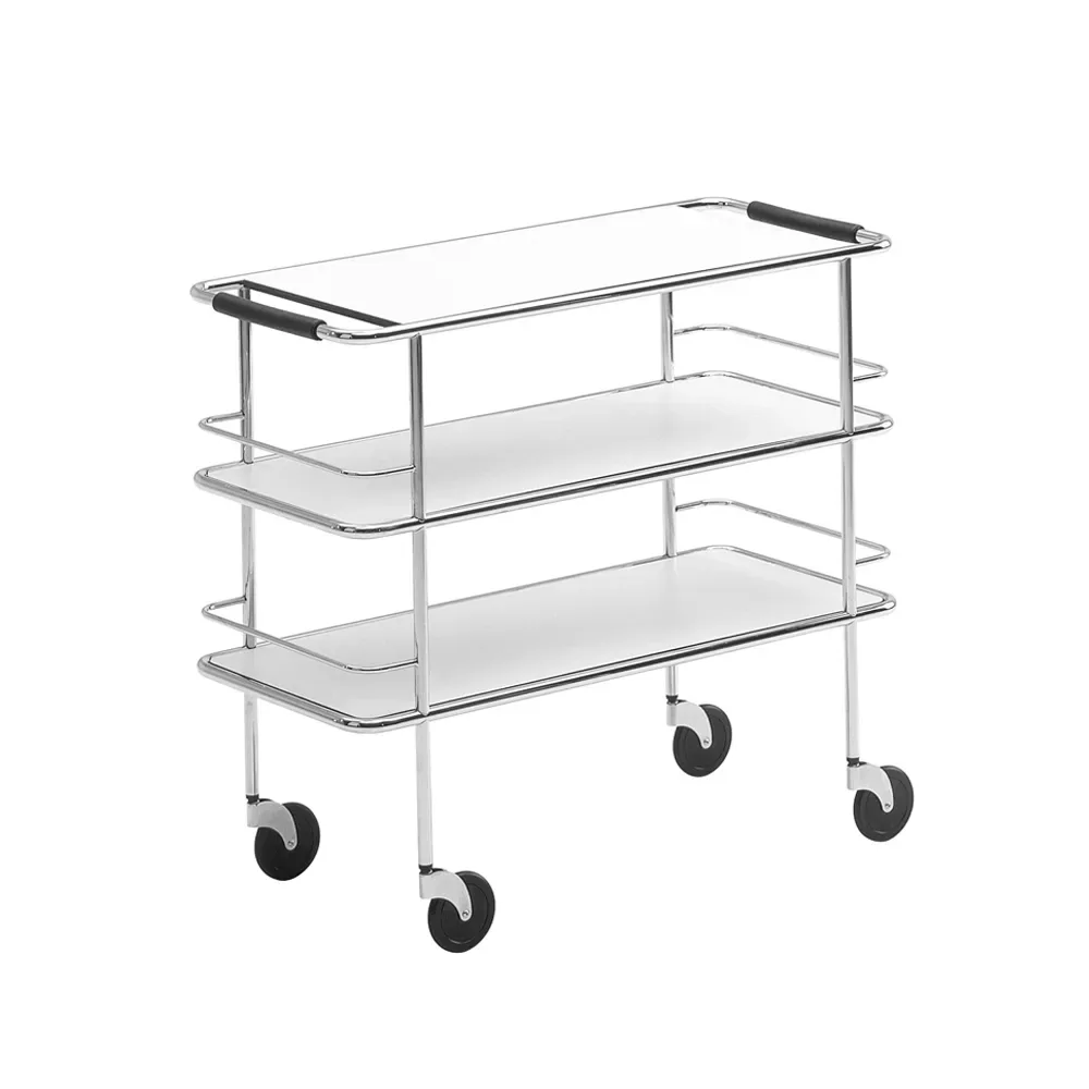 Lammhults Cargo Servierwagen Weißes Laminat-Chrom