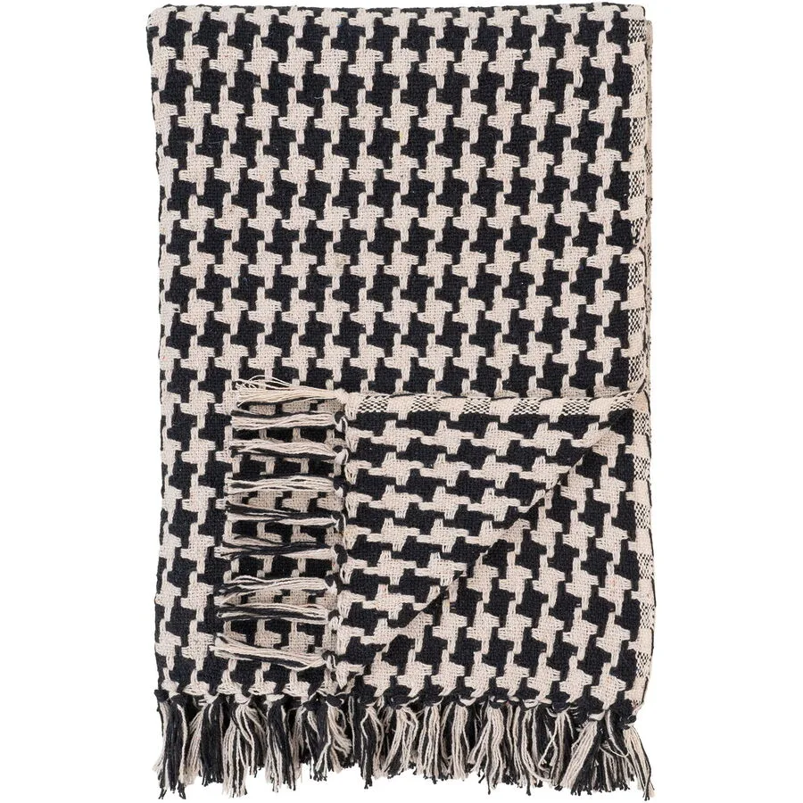 Wohndecke Ceyara beige/schwarz Recycelte Baumwolle, Polyester 130 x 180 cm
