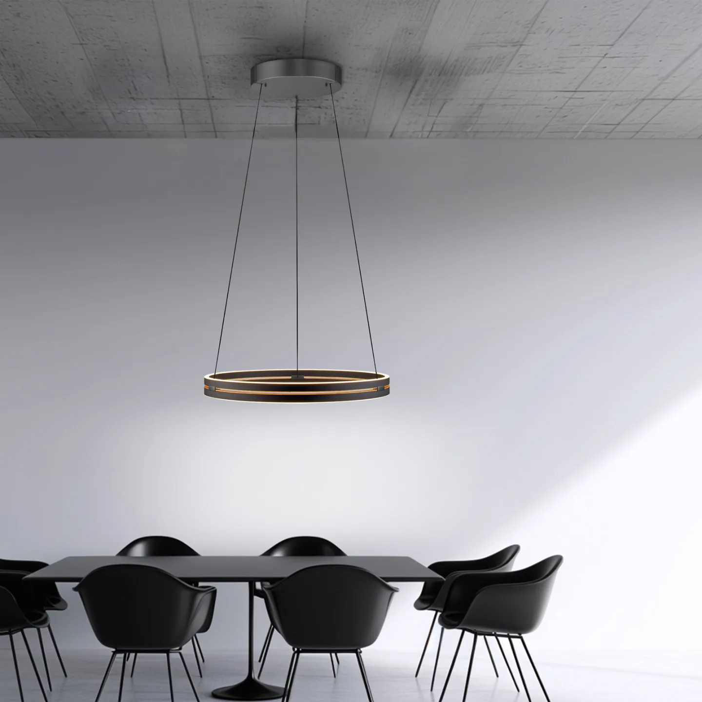E-Loop LED-hänglampa ek/svart pärlemor, Ø70 cm aluminium, CCT – PURE PURE E-Loop - Vardagsrum - Modern - Metall - Med flera ljuskällor