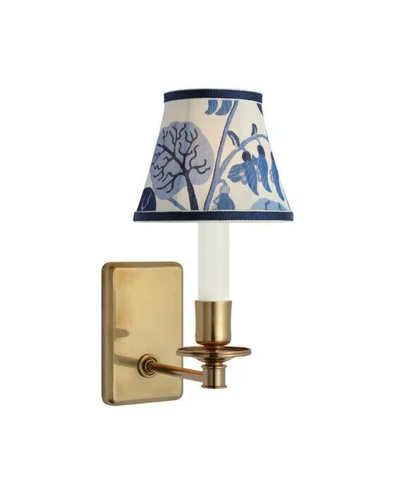 Tara 11" Sconce Antique Brass/Marine Exotic Butterfly Bell Empire Shade