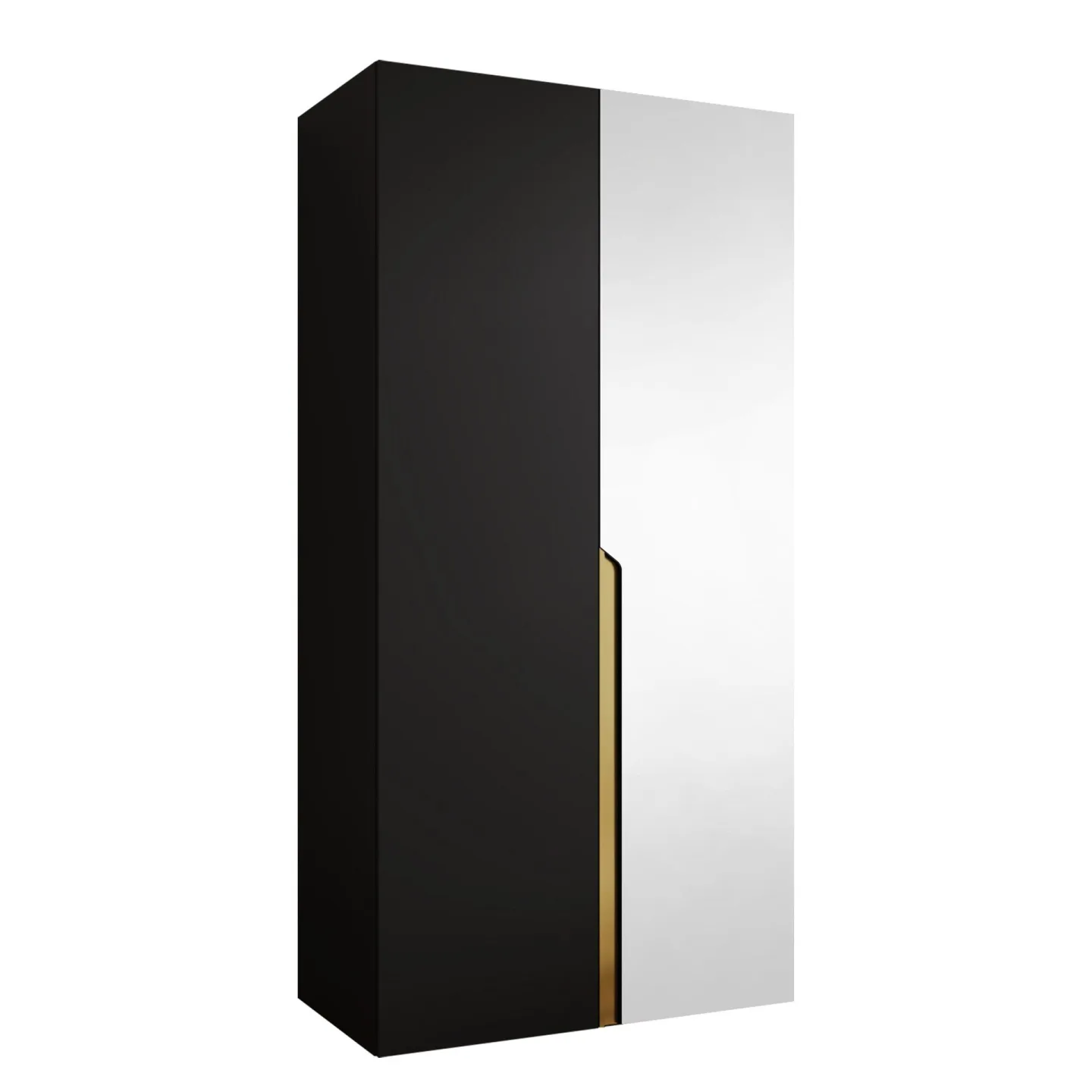 Milias Garderob med spegel 100x202 cm - Guld, svart