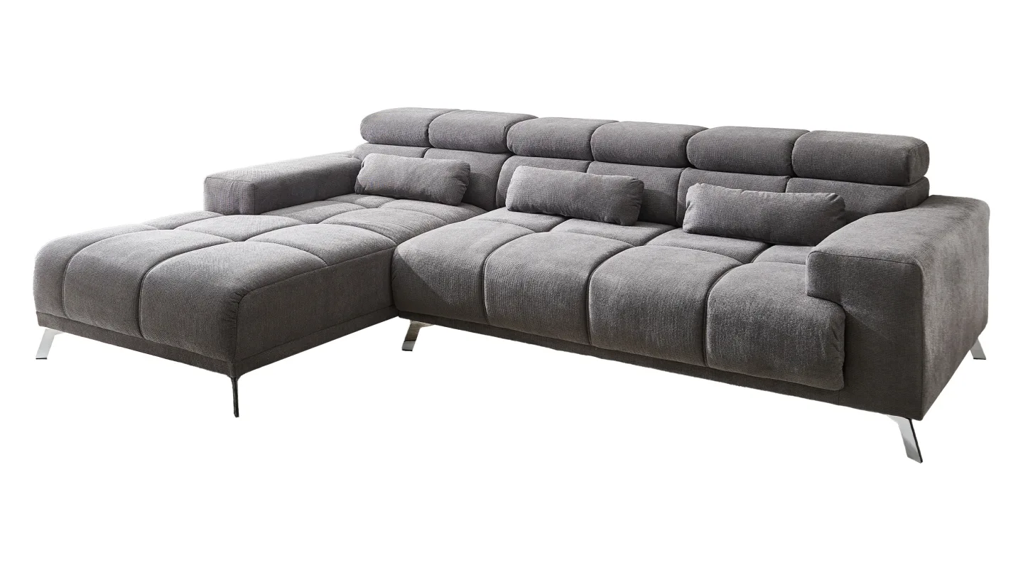 Ecksofa grau elektrisch ausfahrbar 285 cm - OT links - SPEED