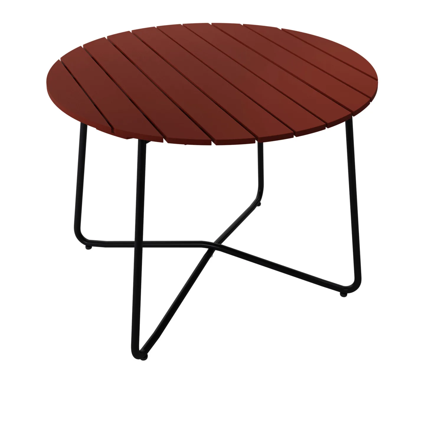 Grythyttan Stålmöbler - Bord 9A Ø100 cm Mörkröd ek / Svart stativ - Matbord utomhus - Träfärgad - Metall/Trä