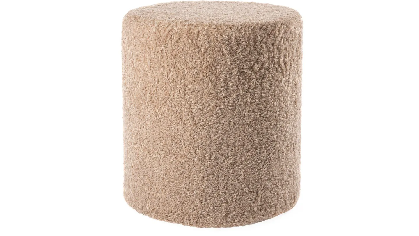 House Puff 40 cm Rund Teddy - Beige
