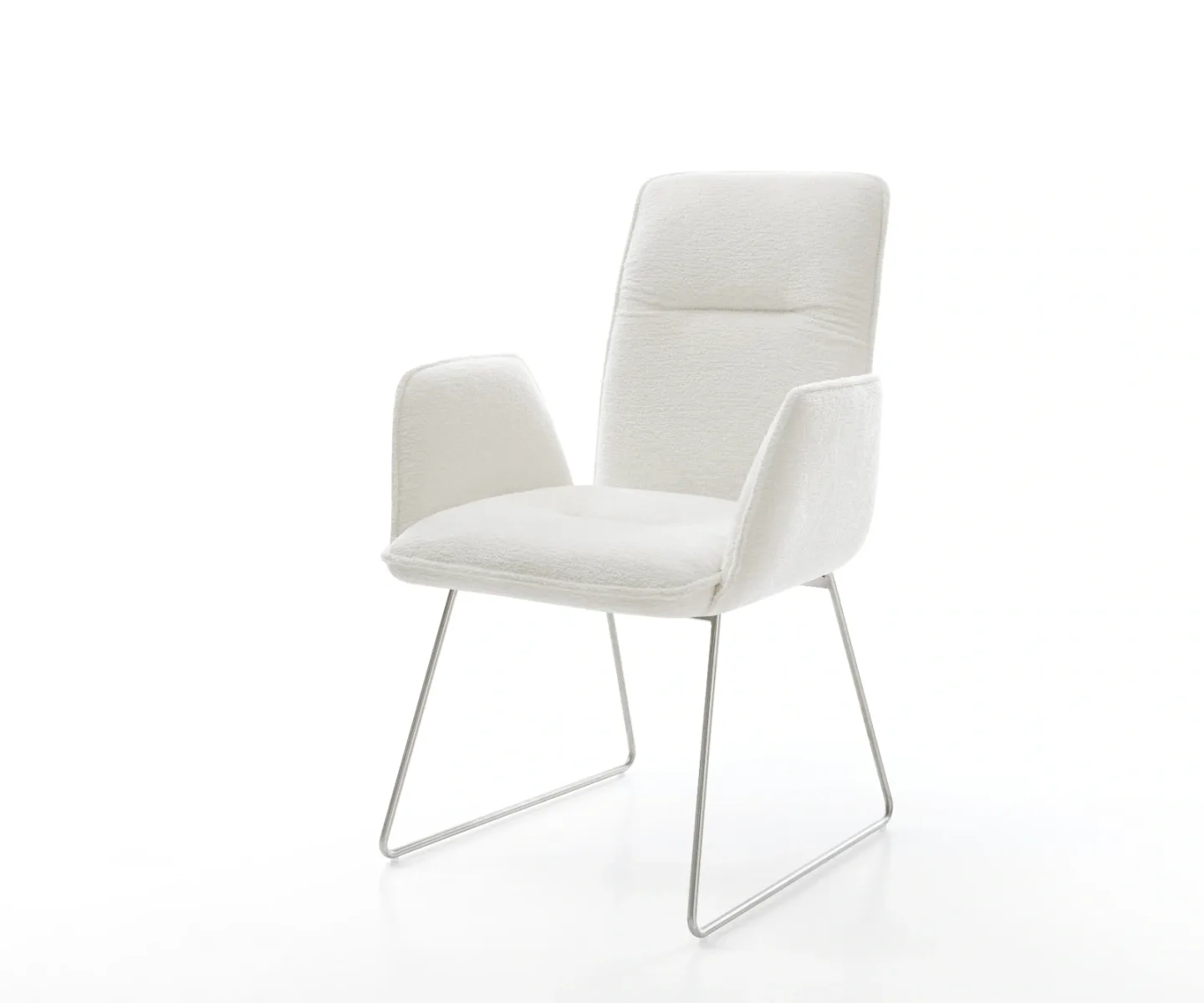 Esszimmerstuhl Vinja-Flex Bouclé Soft Beige Kufengestell Edelstahl