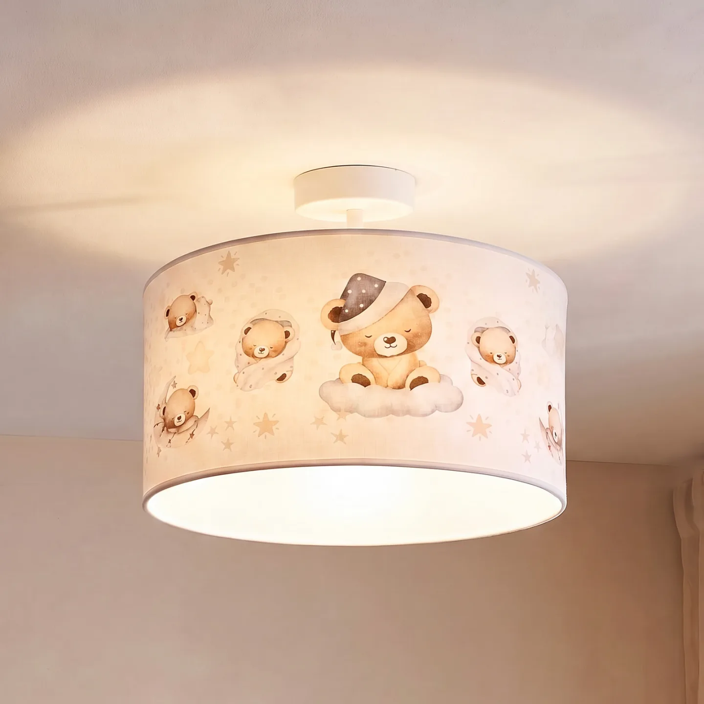 Kids Print Deckenlampe, bunt/beige, Ø35 cm, Textil - Duolla - Kinderzimmer - Stoff / Textil - Einflammig