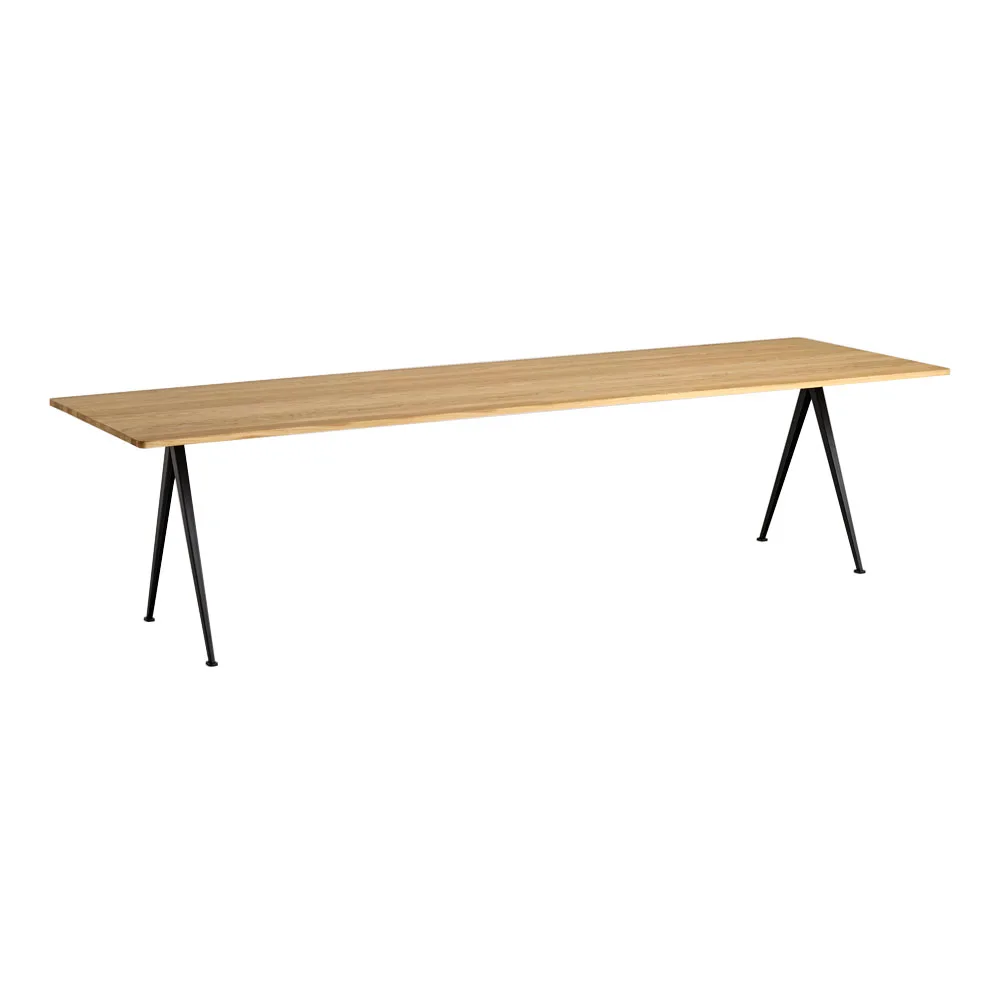 HAY - Pyramid Table 02 300x85 cm Svart/Klarlackad Ek - Matbord - Friso Kramer,Wim Rietveld - Träfärgad - Metall/Trä
